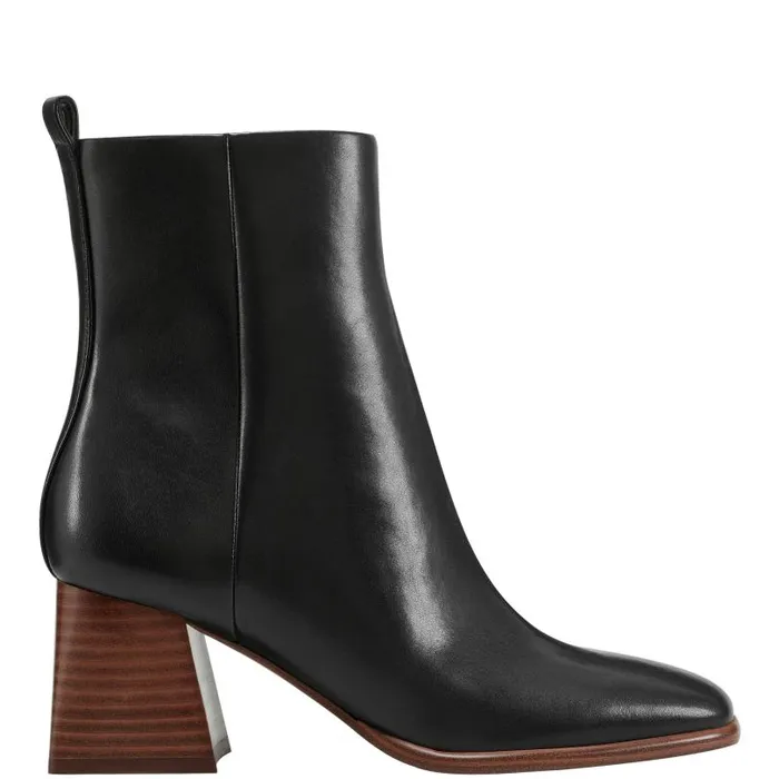 Women Marc Fisher Boots and Booties Floria Square Toe Bootie Black Leather
