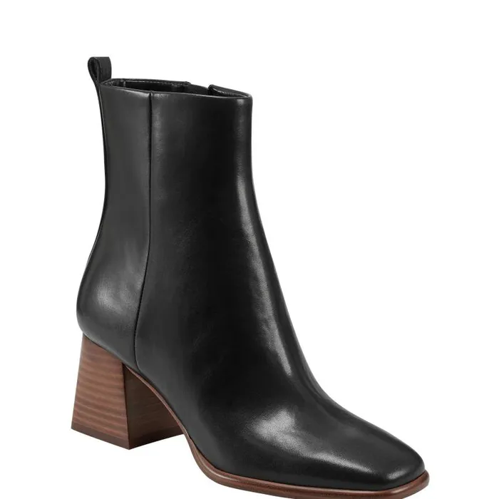 Women Marc Fisher Boots and Booties Floria Square Toe Bootie Black Leather