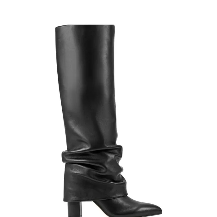 Women Marc Fisher Boots and Booties Lalita Foldover Dress Boot Black Leather