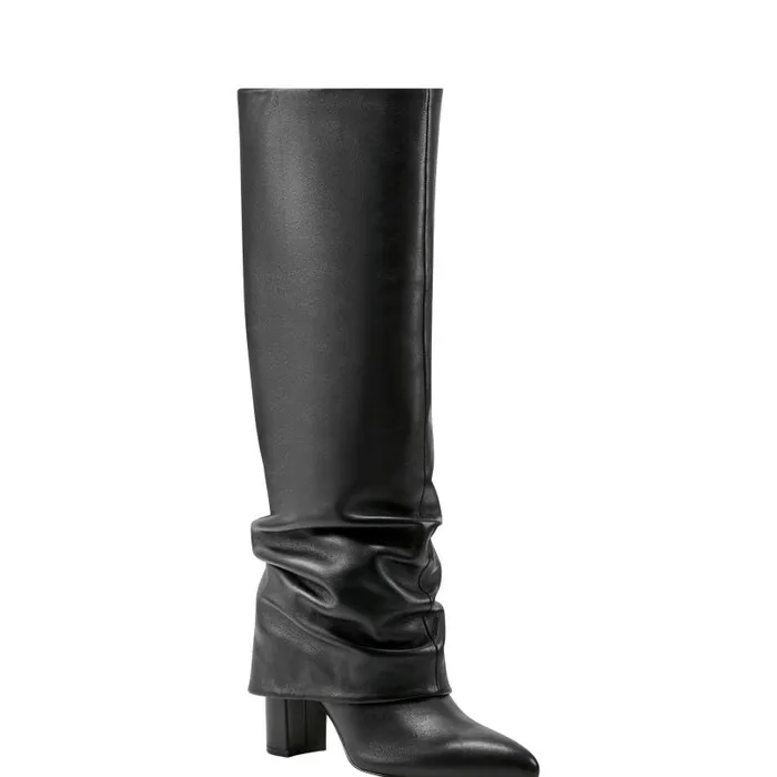 Women Marc Fisher Boots and Booties Lalita Foldover Dress Boot Black Leather