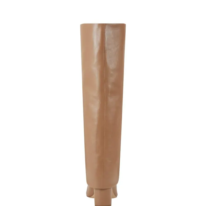 Women Marc Fisher Boots and Booties Leina Block Heel Pointy Toe Dress Boot Tan