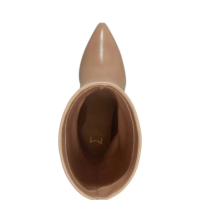 Women Marc Fisher Boots and Booties Leina Block Heel Pointy Toe Dress Boot Tan