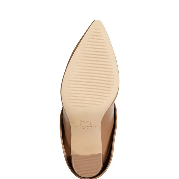 Women Marc Fisher Boots and Booties Leina Block Heel Pointy Toe Dress Boot Tan