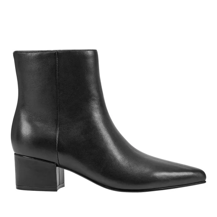 Women Marc Fisher Boots and Booties Leonna Ankle Bootie Black Leather
