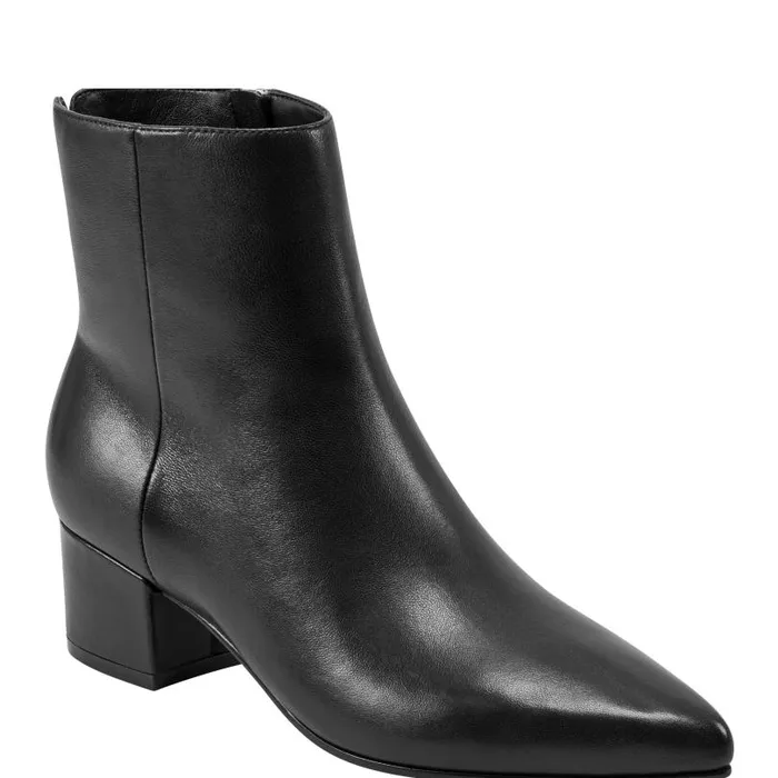 Women Marc Fisher Boots and Booties Leonna Ankle Bootie Black Leather