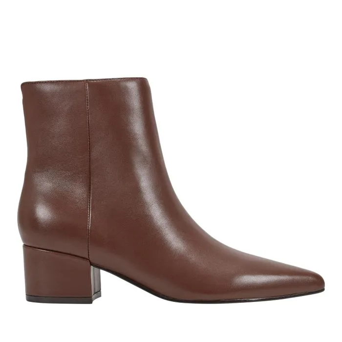 Women Marc Fisher Boots and Booties Leonna Ankle Bootie Dark Brown Leather
