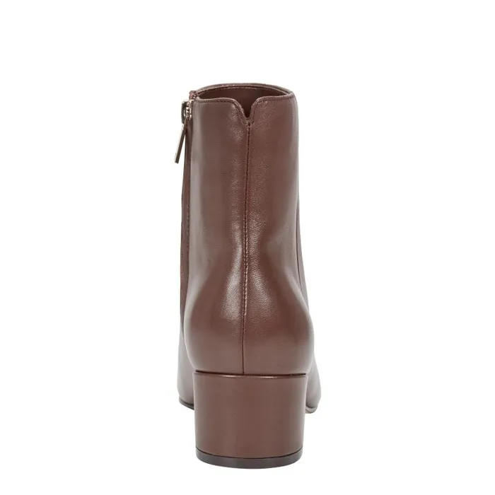 Women Marc Fisher Boots and Booties Leonna Ankle Bootie Dark Brown Leather