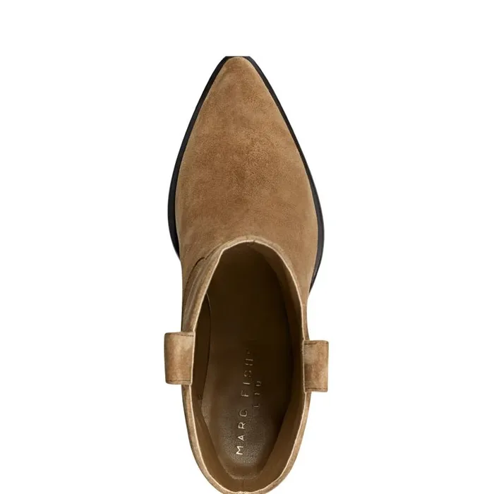 Women Marc Fisher Boots and Booties Marlie Western Bootie Natural Suede