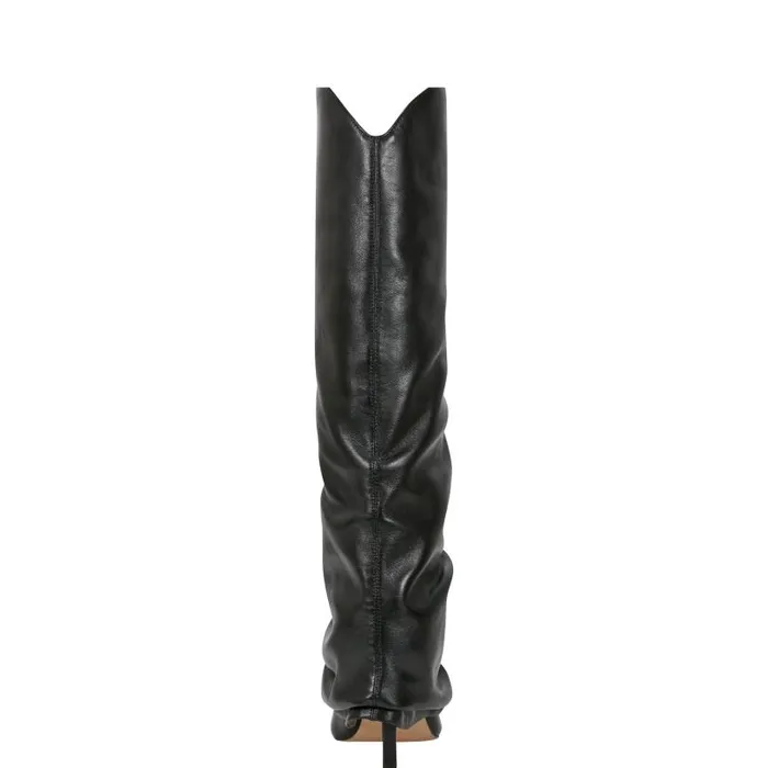 Women Marc Fisher Boots and Booties Nairine Foldover Dress Boot Black Leather