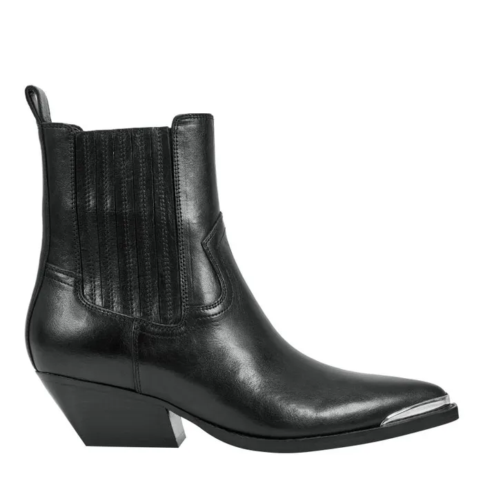 Women Marc Fisher Boots and Booties Pryce Western Bootie Black Leather