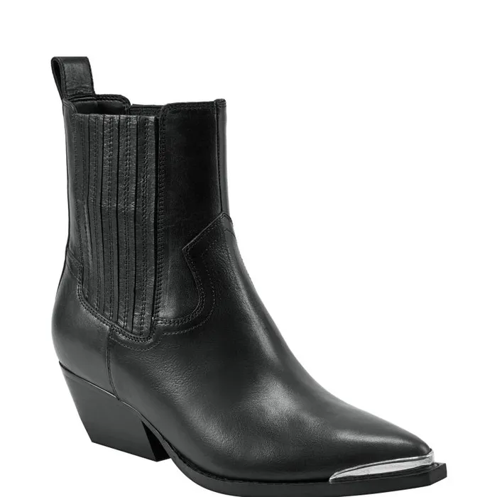 Women Marc Fisher Boots and Booties Pryce Western Bootie Black Leather
