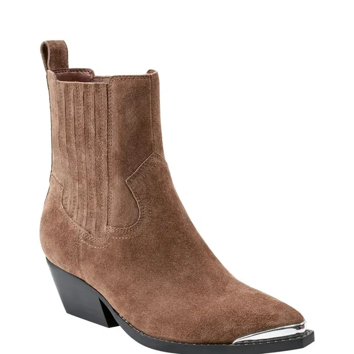 Women Marc Fisher Boots and Booties Pryce Western Bootie Natural Suede
