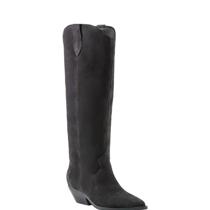 Women Marc Fisher Boots Ander Western Boot Dark Blue Suede