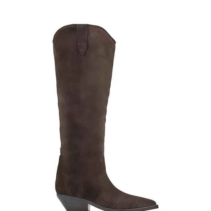 Women Marc Fisher Boots Ander Western Boot Dark Brown Suede