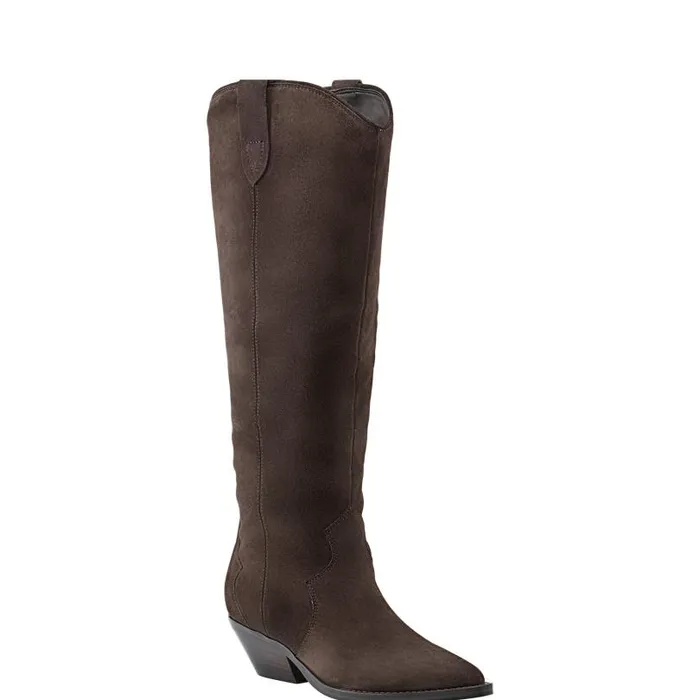 Women Marc Fisher Boots Ander Western Boot Dark Brown Suede