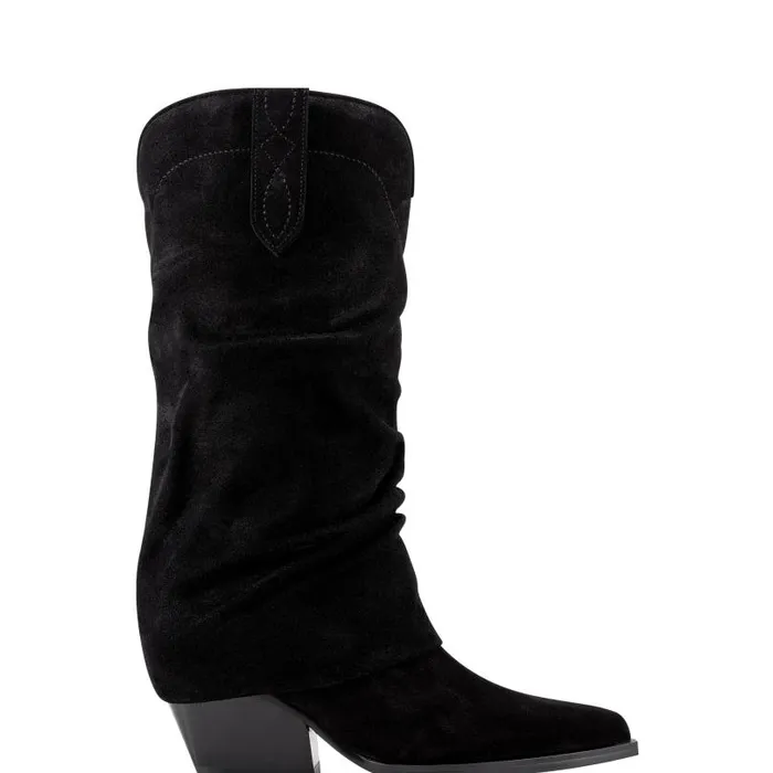 Women Marc Fisher Boots Calysta Block Heel Pointy Toe Boot Black