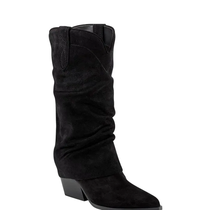 Women Marc Fisher Boots Calysta Block Heel Pointy Toe Boot Black