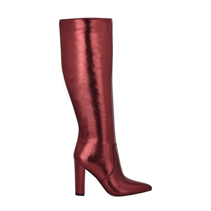 Women Marc Fisher Boots Giancarlo Heeled Boot Red Snake Suede