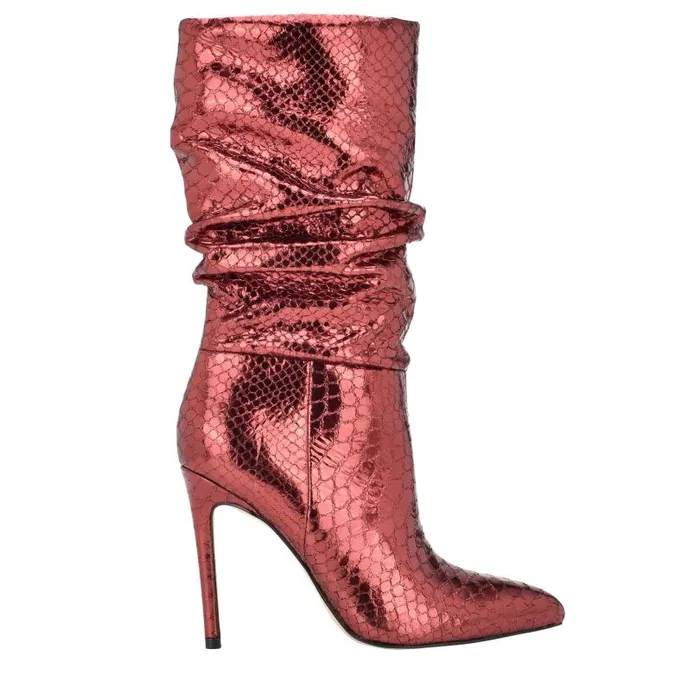 Women Marc Fisher Boots Romy Heeled Boot Red Snake Suede