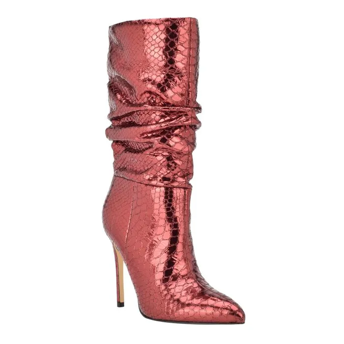 Women Marc Fisher Boots Romy Heeled Boot Red Snake Suede