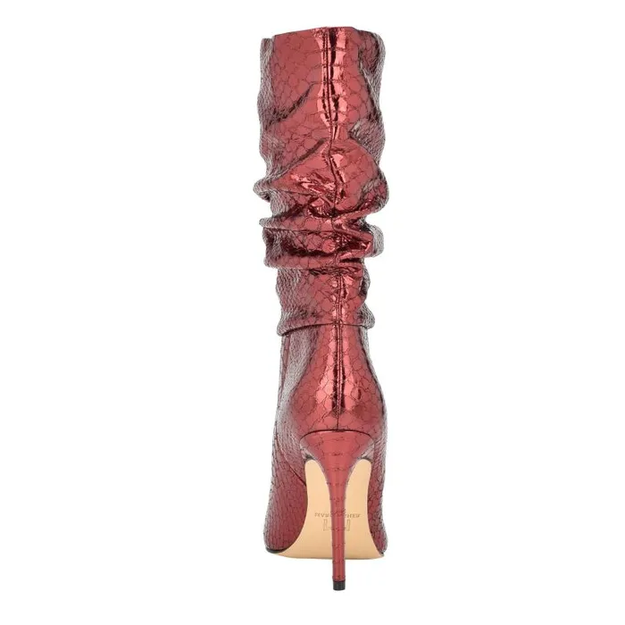 Women Marc Fisher Boots Romy Heeled Boot Red Snake Suede