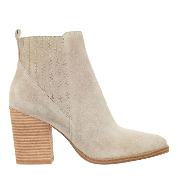 Women Marc Fisher Casual Boots Alva Pointy Toe Bootie Light Natural Suede