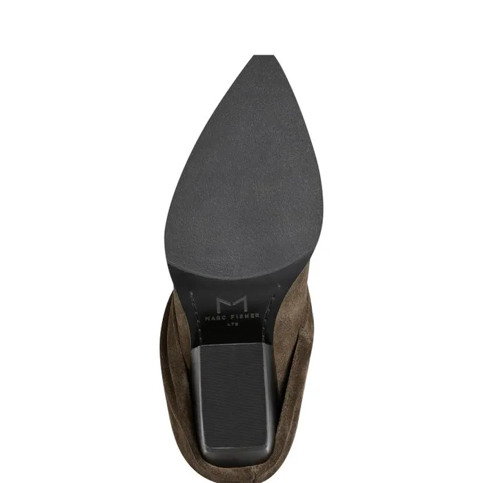 Women Marc Fisher Casual Boots Calysta Block Heel Pointy Toe Boot Dark Green