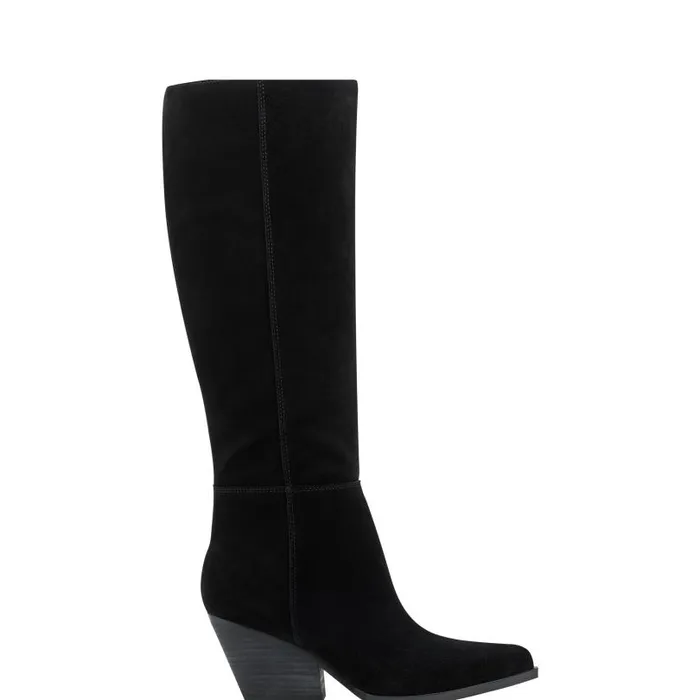 Women Marc Fisher Casual Boots Challi Pointy Toe Boot Black Suede