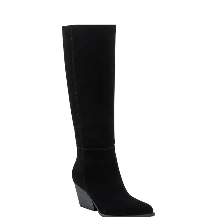 Women Marc Fisher Casual Boots Challi Pointy Toe Boot Black Suede