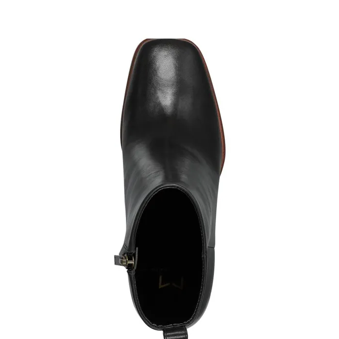 Women Marc Fisher Casual Boots Floria Square Toe Bootie Black Leather