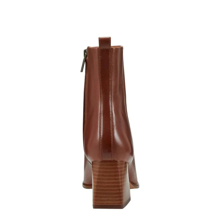 Women Marc Fisher Casual Boots Floria Square Toe Bootie Tan Leather
