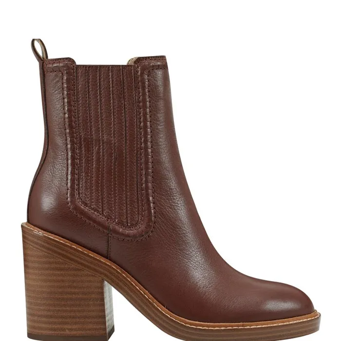 Women Marc Fisher Casual Boots Halida Tailored Bootie Dark Natural