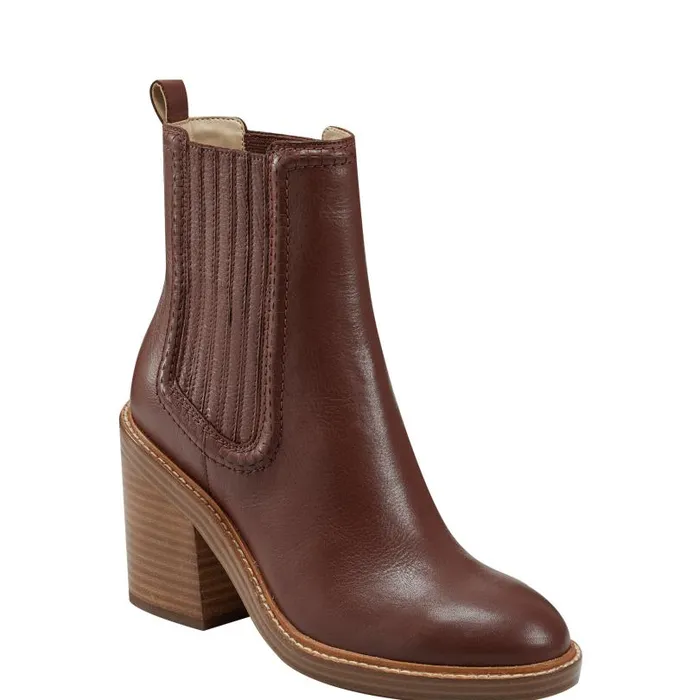 Women Marc Fisher Casual Boots Halida Tailored Bootie Dark Natural