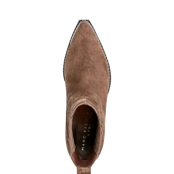 Women Marc Fisher Casual Boots Pryce Western Bootie Natural Suede
