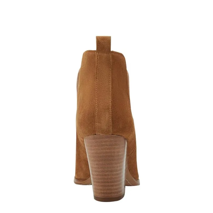 Women Marc Fisher Casual Boots Tanilla Heeled Bootie Camel Suede