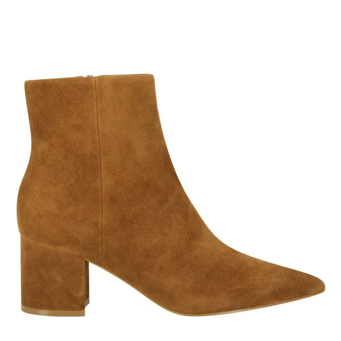 Women Marc Fisher Dress Boots Jarli Pointy Ankle Bootie Brown Suede