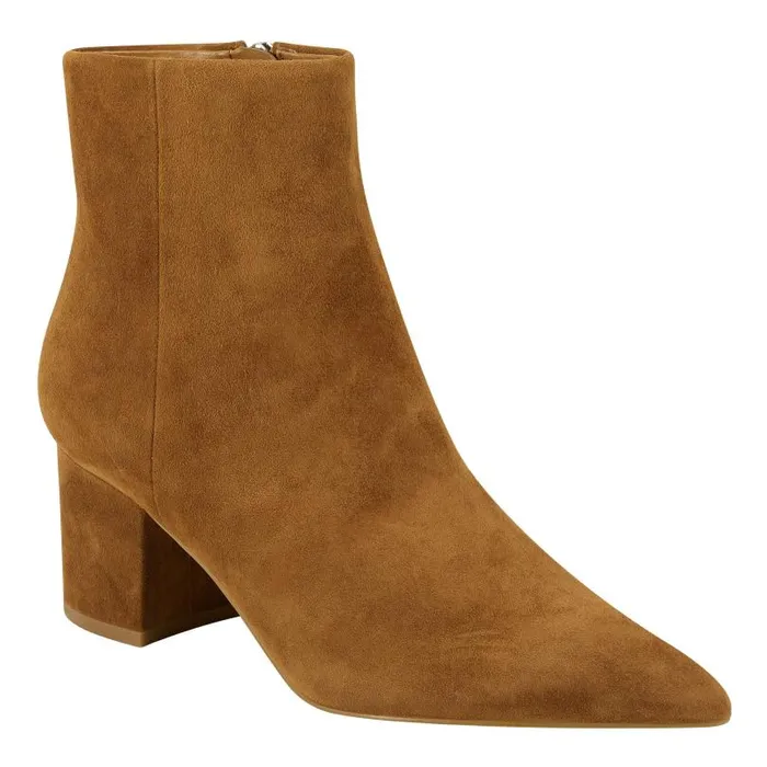 Women Marc Fisher Dress Boots Jarli Pointy Ankle Bootie Brown Suede