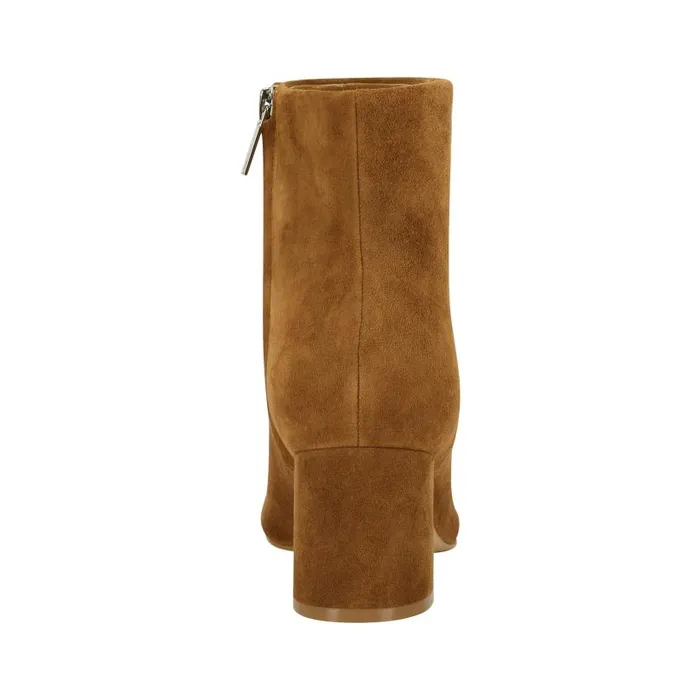Women Marc Fisher Dress Boots Jarli Pointy Ankle Bootie Brown Suede