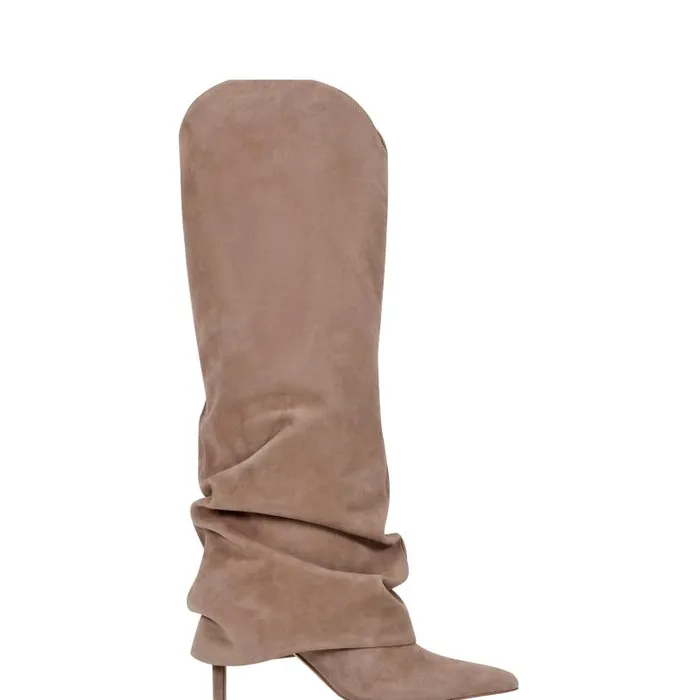 Women Marc Fisher Dress Boots Nairine Foldover Dress Boot Natural Suede