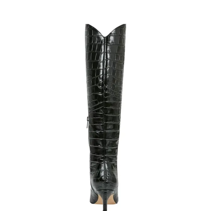 Women Marc Fisher Dress Boots Quinnie Dress Boot Black Croco Leather