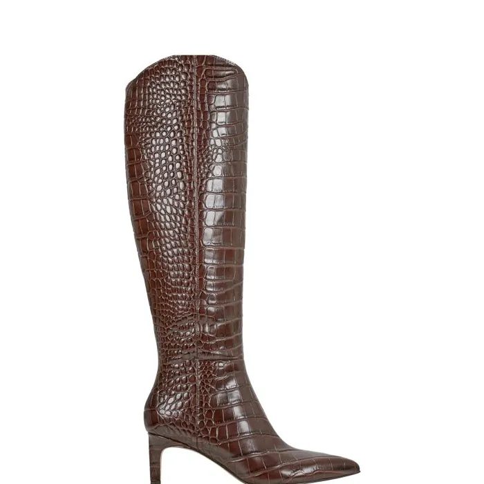 Women Marc Fisher Dress Boots Quinnie Dress Boot Brown Croco
