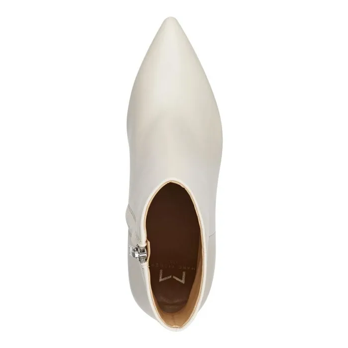Women Marc Fisher Dress Boots Ulani Heeled Bootie Ivory Leather