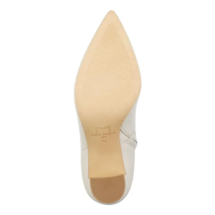 Women Marc Fisher Dress Boots Ulani Heeled Bootie Ivory Leather