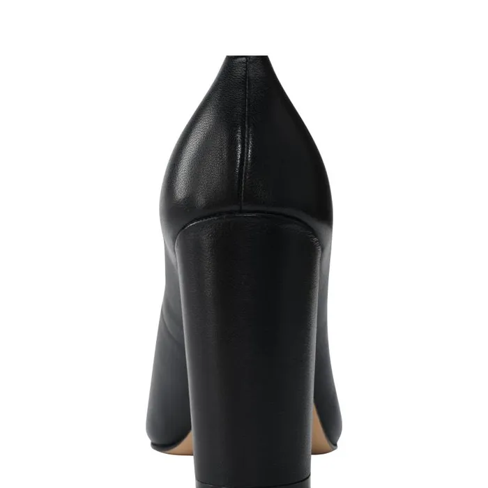 Women Marc Fisher Heels and Pumps Abilene Block Heel Pointy Toe Pump Black Leather
