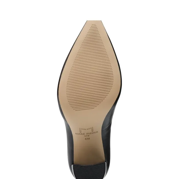 Women Marc Fisher Heels and Pumps Abilene Block Heel Pointy Toe Pump Black Leather