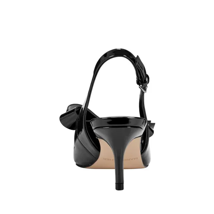 Women Marc Fisher Heels and Pumps Allon Bow Slingback Pump Black Patent