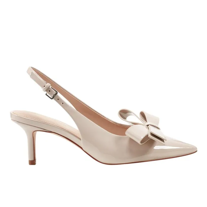 Women Marc Fisher Heels and Pumps Allon Bow Slingback Pump Light Natural Patent