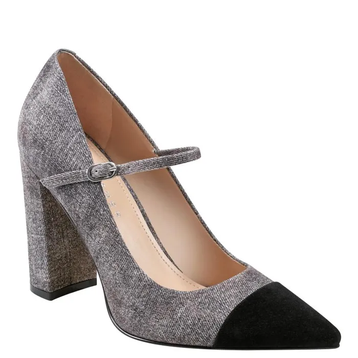 Women Marc Fisher Heels and Pumps Anellie Cap Toe Dress Pump Light Grey Suede