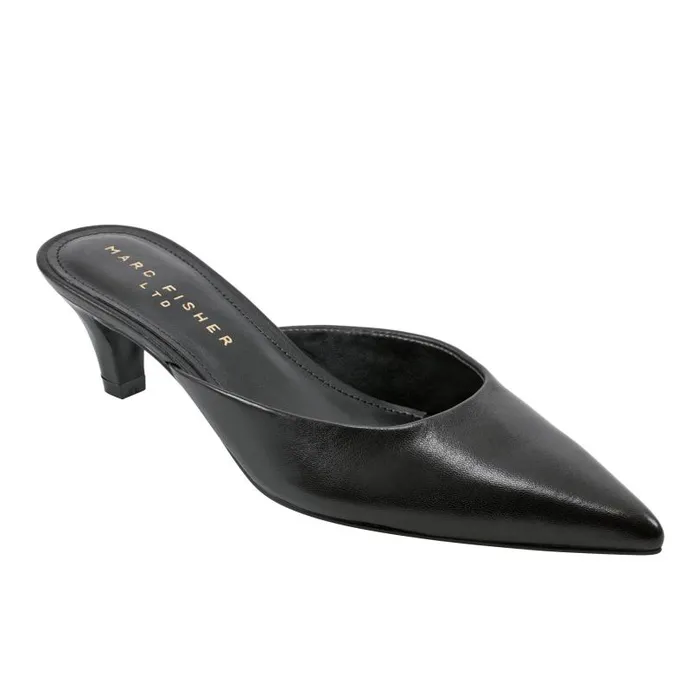 Women Marc Fisher Heels and Pumps Rosa Heeled Mule Black Leather