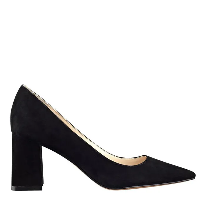Women Marc Fisher Heels and Pumps Zala Block Heel Pointy Toe Pump Black Suede Women Marc Fisher Heels and Pumps Zala Block Heel Pointy Toe Pump Black Suede
